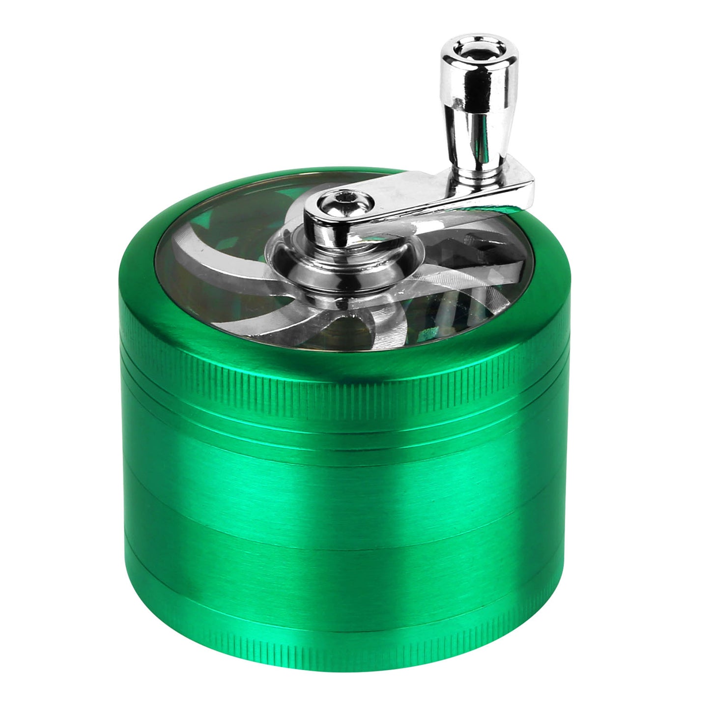 Herb Spice Tobacco Grinder 2.5-inch 4-Piece Zinc Alloy Hand Crank Crusher Kitchen Mill with Pollen Scraper