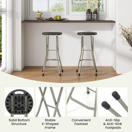 Portable Folding Stool 28 Inch - 330 lbs Capacity (2 Pack)
