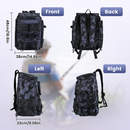 Fishing Backpack 42L with Rod Holders & 16 Pockets