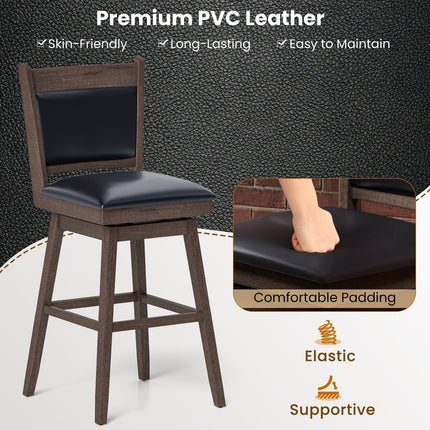 25/29 Inch Padded Bar Stools Set of 2 with Swivel Seat and Footrest