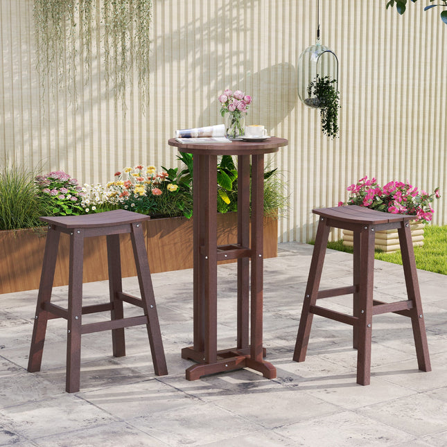 29 Inch HDPE Patio Bar Stool Set of 2 Armless Saddle Stools