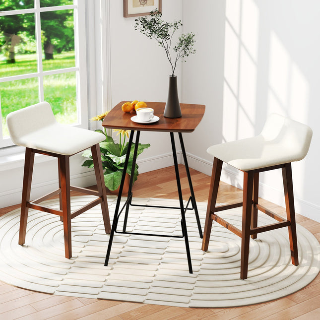 29 Inch Low-Back High-Top Chairs with Padded Seat and Rubber Wood Legs