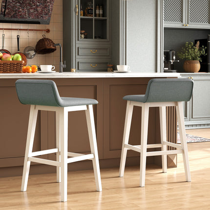 29 Inch Low-Back High-Top Chairs with Padded Seat and Rubber Wood Legs