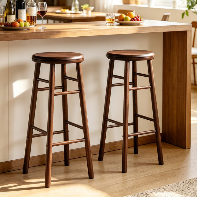 29" Swivel Bar Stools Set of 2 with Footrests