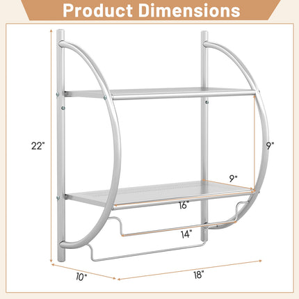 Wall Mounted 2-Tier Bathroom Towel Rack with 2 Towel Bars