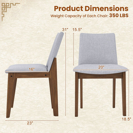Set of 2 Wooden Dining Chairs Upholstered with High Curved Back-Walnut