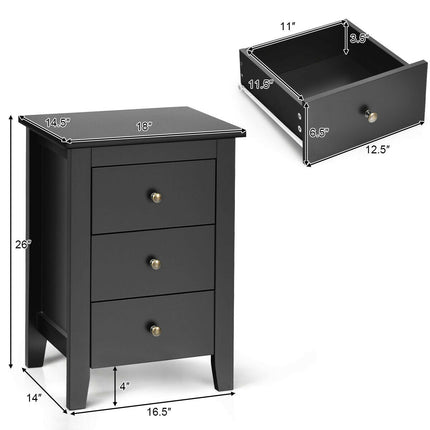 Nightstand End Beside Table Drawers Modern Storage Bedroom Furniture