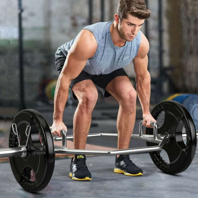 56 Inch Olympic Hexagon Deadlift Trap Bar with Folding Grips Powerlifting