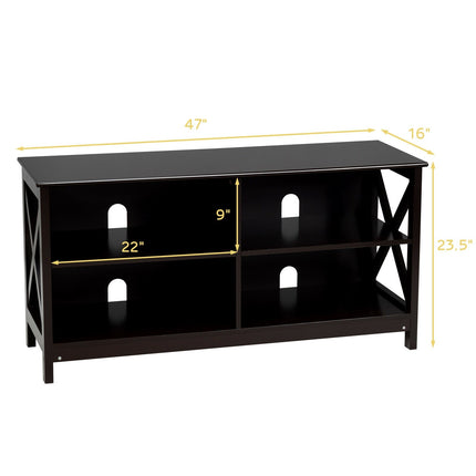 Wooden TV Stand Entertainment for TVs up to 55 Inch with X-Shaped Frame