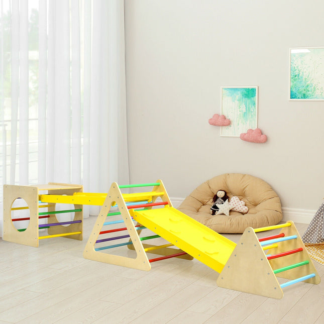 5 in 1 Kids Triangle Climber Play Gym Set with 2 Ramps
