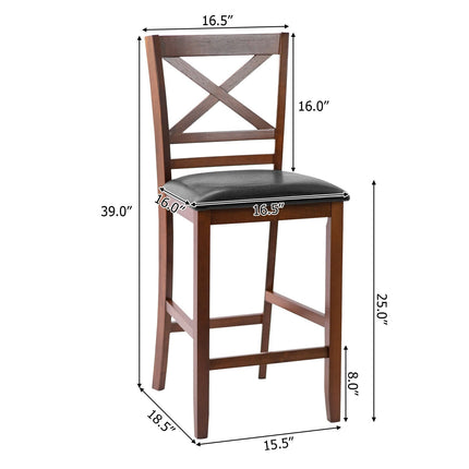 Counter Height Bar Stools 25 Inch - Set of 2 with PU Leather