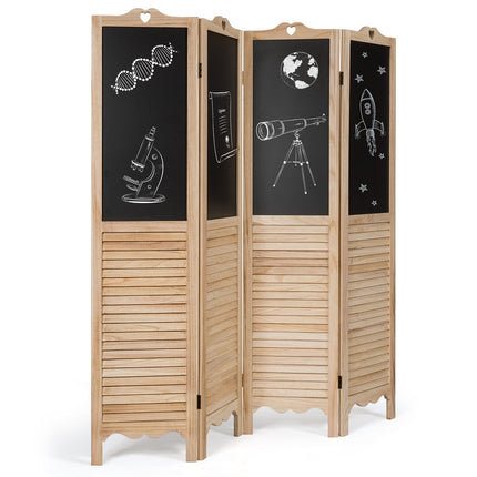 4-Panel Folding Privacy Room Divider Screen with Chalkboard