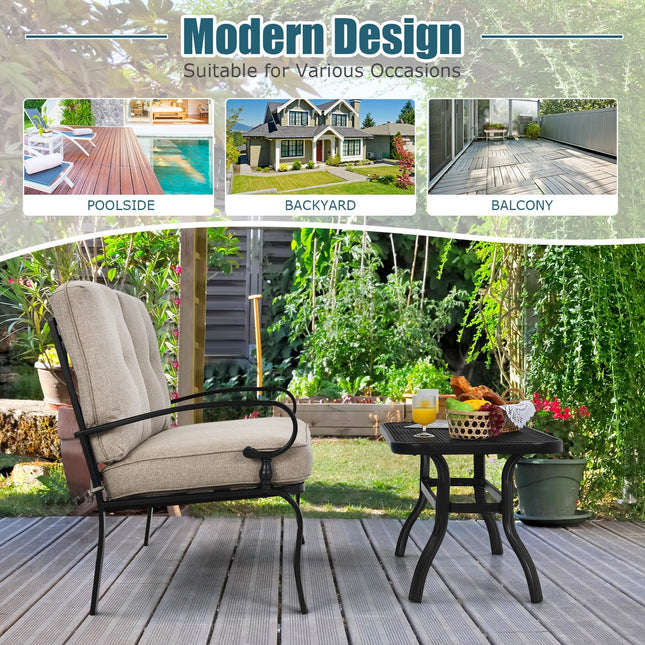 2 Pieces Patio Loveseat Bench Table Furniture Set with Cushioned Chair-Blue