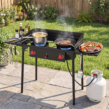 2 Burner Propane Gas Stove 150,000 BTU Outdoor Cooker