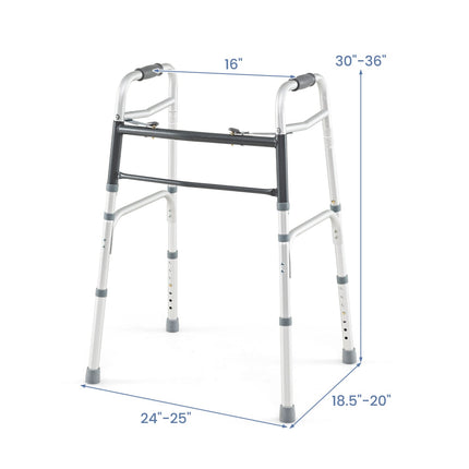 2-Button Folding Walker Lightweight with 7-Level Adjustable Height