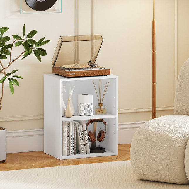 2-Cube Bookcase Set of 2 Floor Standing Open Bookshelf w/ 5-Position Adjustable Shelf