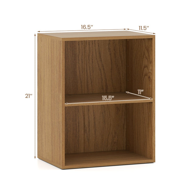 2-Cube Bookcase Set of 2 Floor Standing Open Bookshelf w/ 5-Position Adjustable Shelf