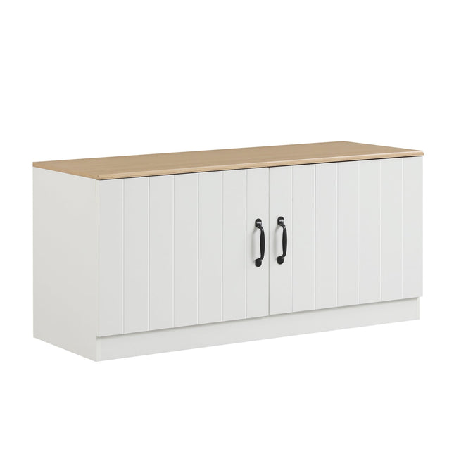 2-Door Shoe Bench Shoe Storage Cabinet with Adjustable Shelves