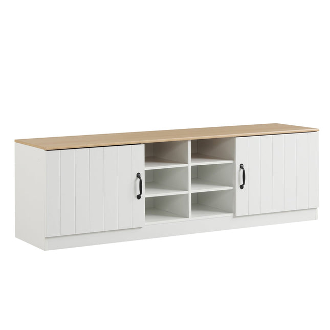 2-Door Shoe Bench Storage Cabinet with Adjustable Shelves