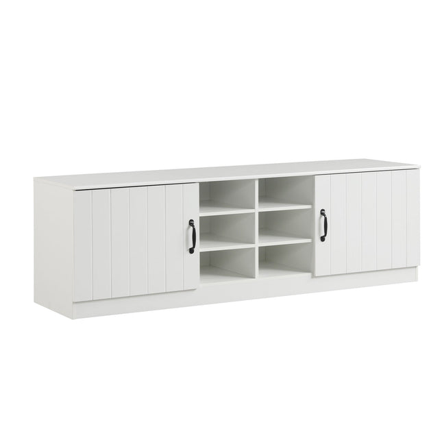 2-Door Shoe Bench Storage Cabinet with Adjustable Shelves