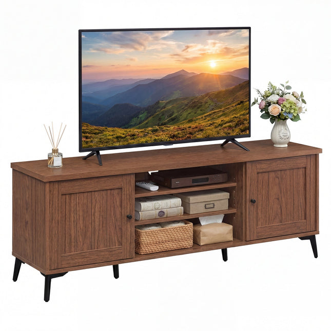 2-Door TV Stand for TVs up to 65 Inch Mid Century Modern Entertainment Center