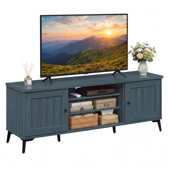 2-Door TV Stand for TVs up to 65 Inch Mid Century Modern Entertainment Center