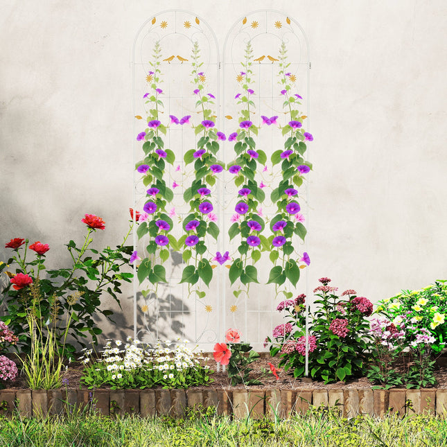 2 Pack 86.5 x 20 Inches Metal Garden Trellis for Climbing Plants