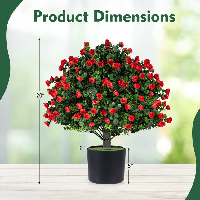 2 Pack Artificial Rose Topiary Ball Trees with PP Cement