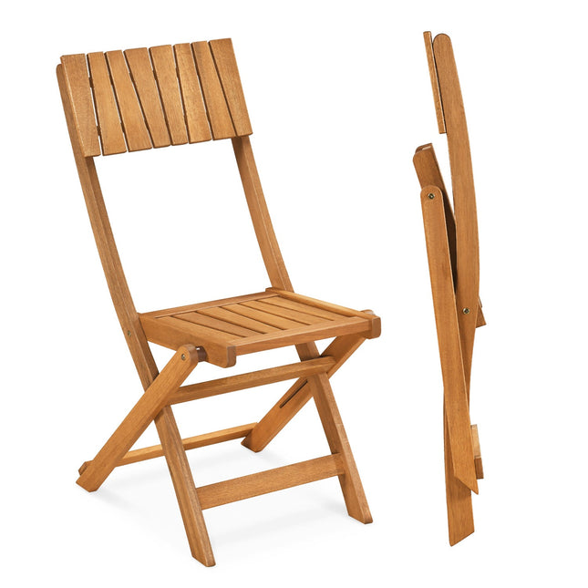 2 Pack Folding Chairs Sturdy Wood Dining Chairs with Slatted Backrest and Seat