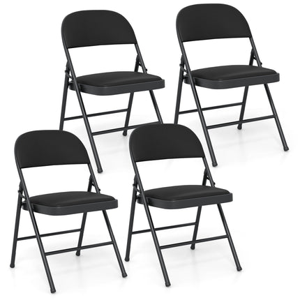 Folding Conference Chairs 4-Pack with Padded Seats - Black