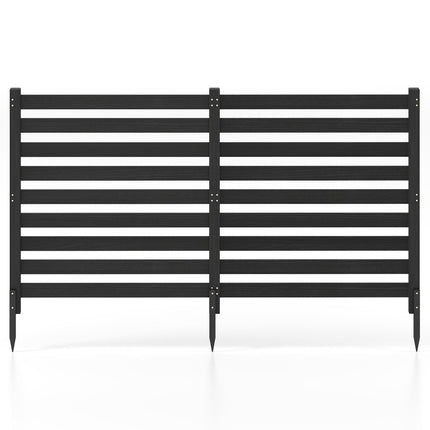 2-Panel Wooden Outdoor Privacy Fence with Ground Stakes