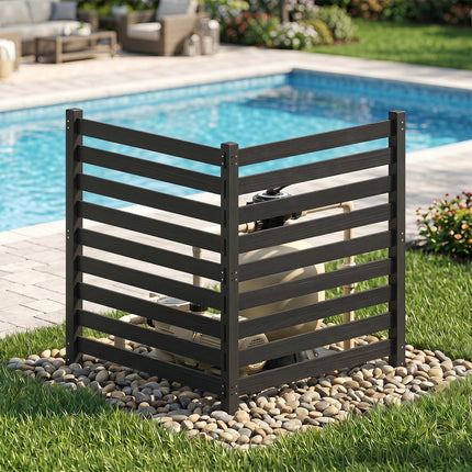 2-Panel Wooden Outdoor Privacy Fence with Ground Stakes
