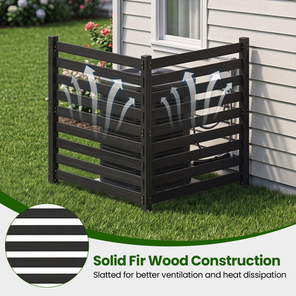 2-Panel Wooden Outdoor Privacy Fence with Ground Stakes