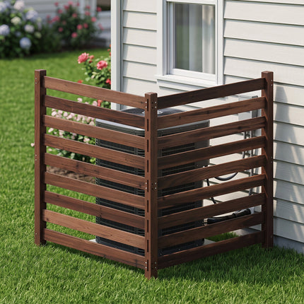2-Panel Wooden Outdoor Privacy Fence with Ground Stakes