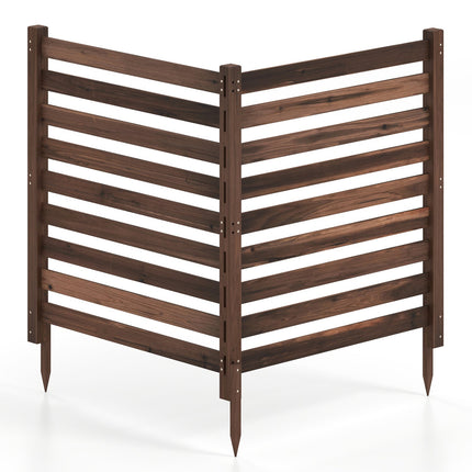 2-Panel Wooden Outdoor Privacy Fence with Ground Stakes