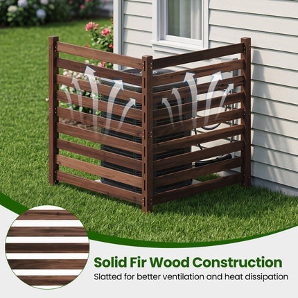 2-Panel Wooden Outdoor Privacy Fence with Ground Stakes