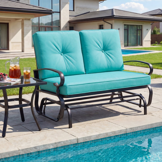 2-Seat Outdoor Swing Glider Chair with Cushions