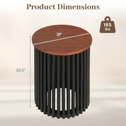 Round Acacia Wood Coffee Table Set - Walnut Finish