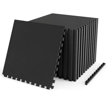 Interlocking Rubber Gym Floor Mats 140 Sq Ft with Borders