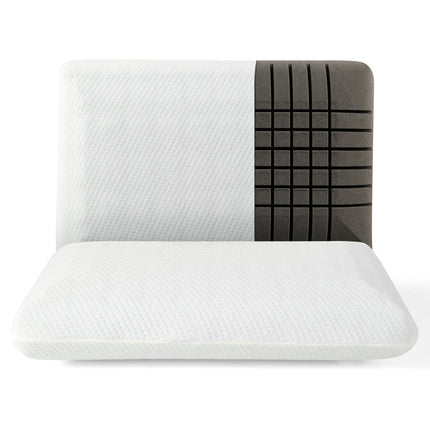2 Pieces Bamboo Charcoal Memory Foam Pillow for Pain Relief Sleeping