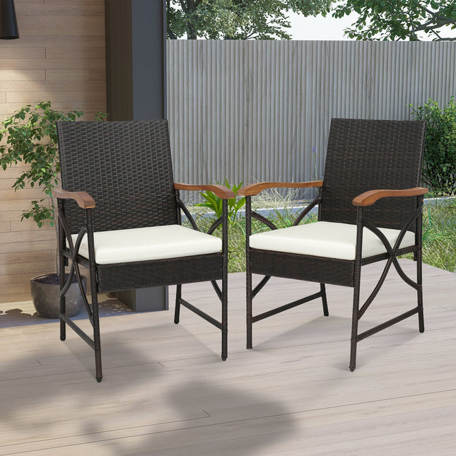 Set of 2/4 Patio Wicker Chairs with Soft Zippered Cushion