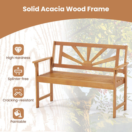 2-Seater Acacia Wood Loveseat Bench with Backrest