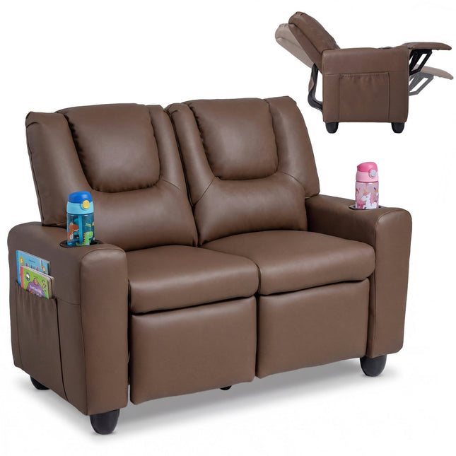 2-Seater Kids Recliner Double Toddler Sofa Chair with 2 Cup Holders