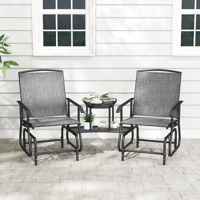 2-Seater Outdoor Glider Bench with Center Table