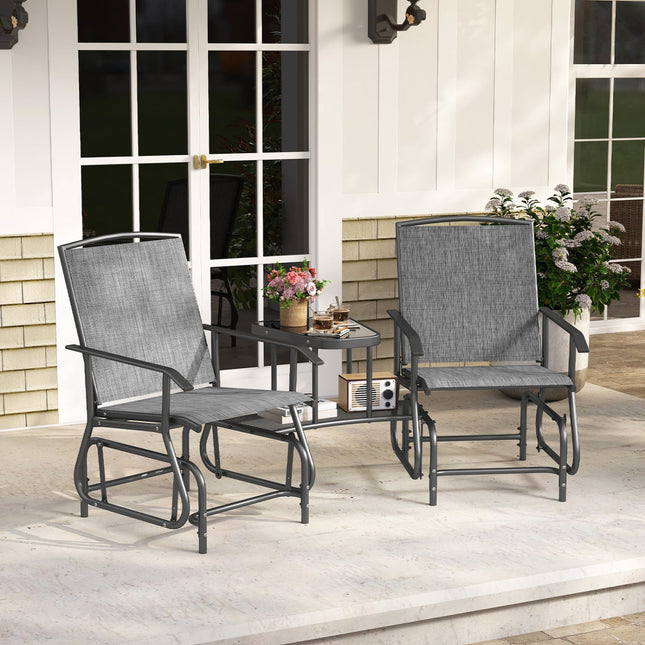 2-Seater Outdoor Glider Bench with Center Table