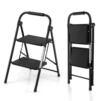 2-Step Folding Ladder with Wide Anti-Slip Pedal