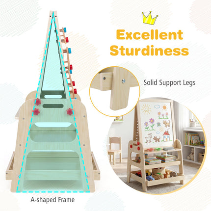 2-in-1 Kids Art Easel with Magnetic Whiteboard & Marble Run