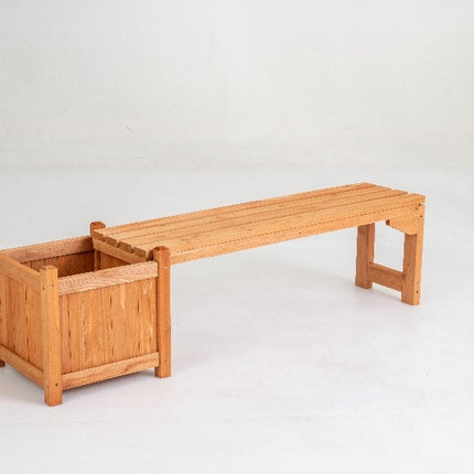2-in-1 Outdoor Bench with Raised Garden Bed with Spacious Seat and Detachable Bottom Plates