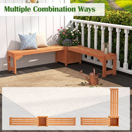 Outdoor Garden Bench with Raised Planter Box - Fir Wood