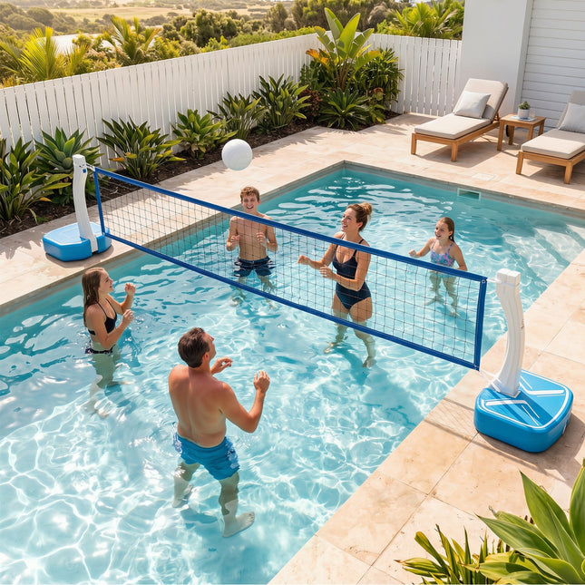 2-in-1 Pool Basketball Hoop & Volleyball Net with Weighted Base